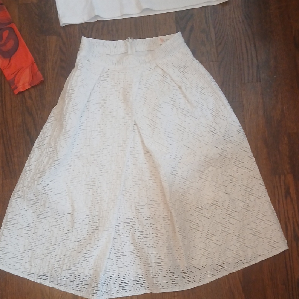 L'ATISTE Textured Cream A-Line Skirt